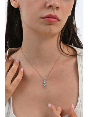 Söğütlü Silver 925 Ayar Gümüş Kolye Rose Gold Tria Kolye - Elmas Montürlü Sonsuzluk Işıltılı Kadın Kolye SGTL13342ROSE