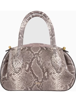 Yuzefi Oyster Mini Duffle Ash Snake %100 Deri, El Işçiliği Lüks Italyan Tasarım Çapraz Çanta