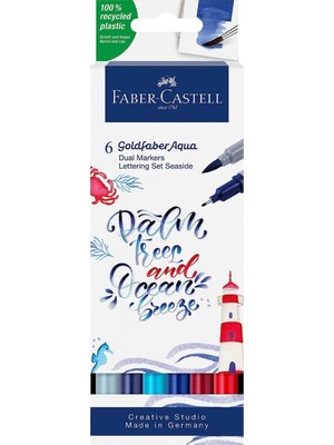  faber-castell markör kalem aqua çift uç 6 renk sea 5188164519000