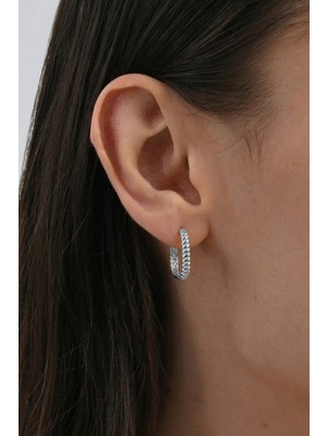 Söğütlü Silver 925 Ayar Gümüş Küpe Burgu Dikdörtgen Küpe - Rodyumlu Geometrik Geçmeli Küpe SGTL13327RODAJ