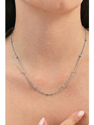 Söğütlü Silver 925 Ayar Gümüş Zincir Rodyum Kaplama Gold Italyan Hepsi Top Top Zincir Kolye SGTL13316RODAJ
