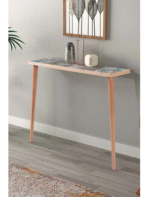 Feyza Design Alaska 22X102CM Doğal Dresuar Doğal Ağaç Çift Sıra Traverten Taşlı Antre Hol Koridor
