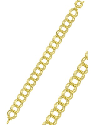 Söğütlü Silver 925 Ayar Gümüş Samanyolu Bileklik -  Altın Kaplama Halka Geçmeli Italyan Tasarım Künye SGTL13335GOLD