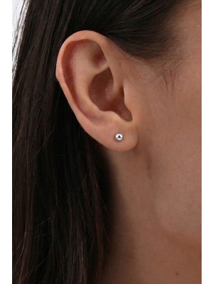 Söğütlü Silver 925 Ayar Gümüş Küpe Rodyum Kaplama Bombeli Yassı Buton Küpe - Minimalist Tasarım SGTL13323RODAJ