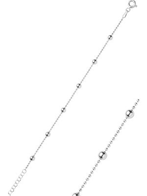 Söğütlü Silver 925 Ayar Gümüş Top Top Zincir Bileklik - Italyan Bead Chain Zarif Kadın Bilekliği SGTL13338RODAJ