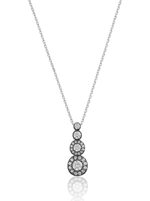 Söğütlü Silver 925 Ayar Gümüş Tria Kolye - Elmas Montürlü Rodyum Kaplama Pırlanta Görünümlü Kadın Kolye SGTL13342RODAJ