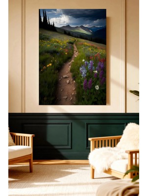 Mushen Studio Dağ Patikası Çiçek Tarlası Doğa Manzarası Kanvas Tablo