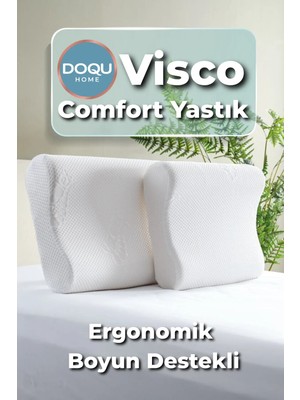 Doqu Home Visco Comfort Yastık 51 x 42 + 13 cm Beyaz Konforlu Şekil ve Yumuşak Dış Materyal