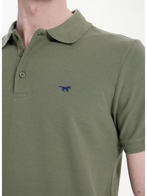 Mustang Koyu Haki Erkek Polo T-Shirt M5SM-TST1335