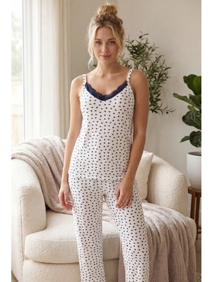 NBB Kalp Baskılı Ip Askılı Pijama Takım 68405