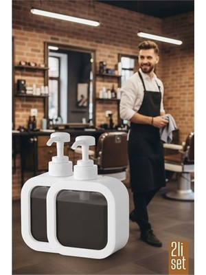 2 Li Berber Sabunluğu – Modern Pompalı Dispenser | Sıvı Sabun Şampuan Losyon  - ALKHBY7136-5