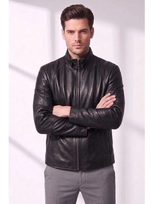 Deriderim Siyah Jady Yaka Tokalı Erkek Hakiki Deri Mont L Beden Şık ve Rahat Tasarım