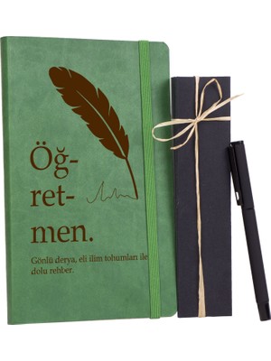 Kitaplı Hediye Yeşil Renk Termo Deri Ajanda-Kalem Seti Öğretmene Hediye Şık Tasarım ve Zarif Görünüm