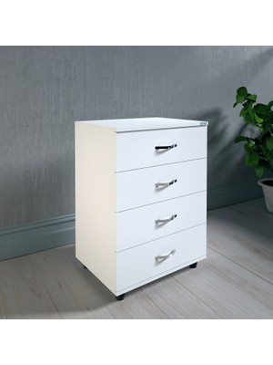 Vena Şifonyer Beyaz 4 Çekmeceli Sade Tasarım 60 cm Genişlik 45 cm Derinlik 83 cm Yükseklik