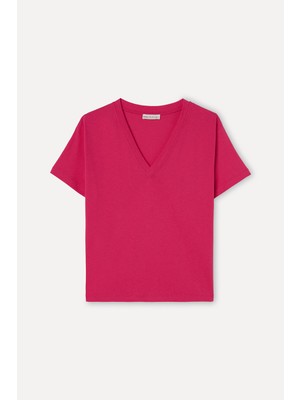 Mudo Kadın Pembe V Yaka T-Shirt