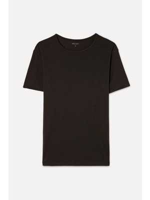 Mudo Erkek Kahverengi Bisiklet Yaka T-Shirt