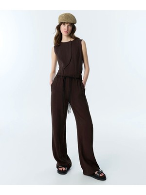 Twist Püsküllü Kemerli Wıde Leg Pantolon TS1260003261074