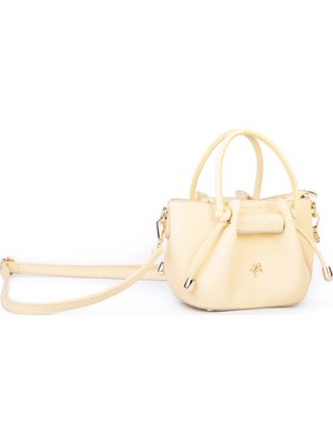 Nas Bag Kadın Mini Büzgülü Şık Çapraz Çanta Sarı