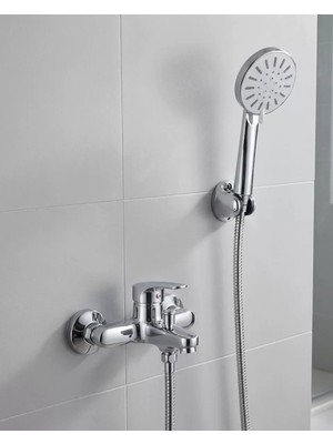 Alkasaz 4 Kademeli Krem Duş Seti El Duşu Başlığı Spiral Hortum ve Duvar Askısı - ALKHBY6289-4072