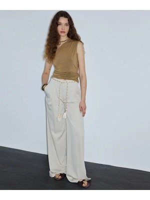 İpekyol Püsküllü Kuşaklı Wide Leg Pantolon IS1260003204030