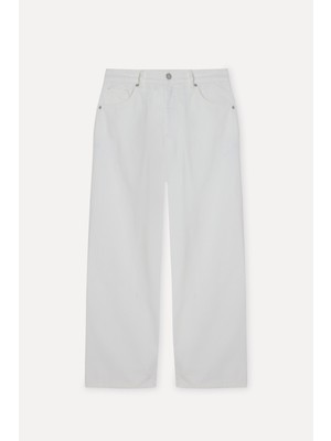 Mudo Kadın Beyaz Cropped Fit Pantolon