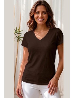 Thiff Gymwear Kadın Kısa Kollu V Yaka Basic Tişört (T-shirt)
