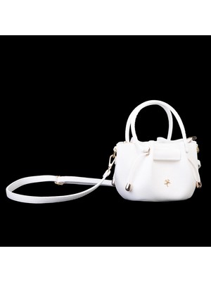 Nas Bag Kadın Mini Büzgülü Şık Çapraz Çanta  Beyaz