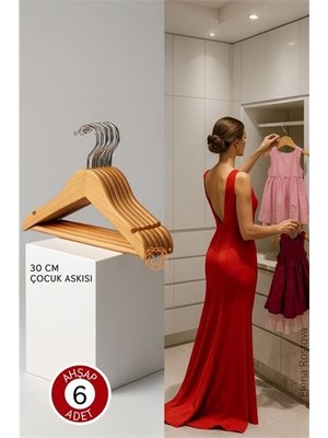 Alkasaz 6'LI Lüks Masif Ahşap Çocuk Askı Seti - Elena Rostova Stil Seçkisi - 30 C - ALKHBY6852-3