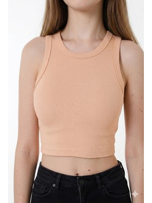 Nicoletta Kadın Crop Atlet Geniş Askılı Pamuklu Likralı