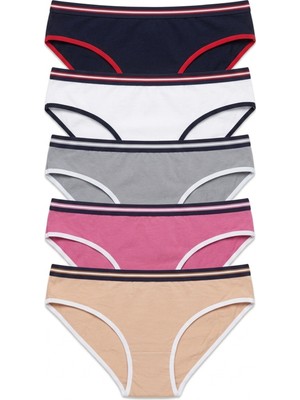 Nicoletta Kadın Külot 5 Li Paket Likralı Pamuklu Beli Geniş Lastikli