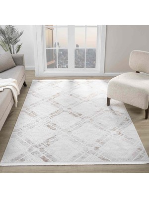 Pera Halı Bej Kahve Baklava Geometrik Modern Halı - NG5117KV