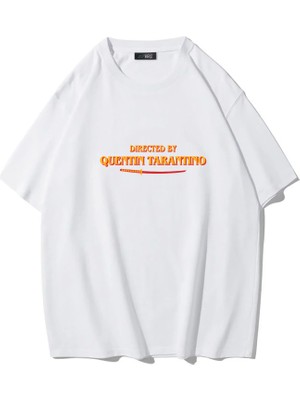 Brz Collection Unisex Oversize Quentin Tarantino T-Shirt (Beyaz)