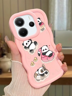 HONTINGA Redmi Note 14 4g Uyumlu Kılıfı Düşüme Önleyici Basitlik Anti Düşme Darbeye Dayanıklı Basit Pembe Yumuşak Silikon Telefon Kılıfı Panda Desen K9-0086