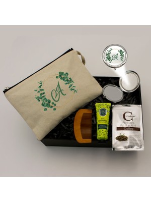 As Gift Kişiye Özel Kanvas Makyaj Çantası & Ayna & Tarak & El Kremi & Kil Maskesi