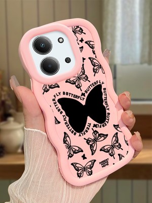 HONTINGA Xiaomi Redmi 15C 5g Uyumlu Kılıfı Düşüme Önleyici Basitlik Anti Düşme Darbeye Dayanıklı Basit Pembe Yumuşak Silikon Telefon Kılıfı Kelebek Desen K9-0080