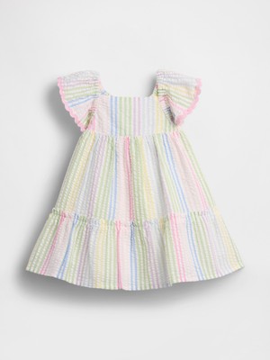 Gap Bebek Çok Renkli Seersucker Flutter Askılı Elbise