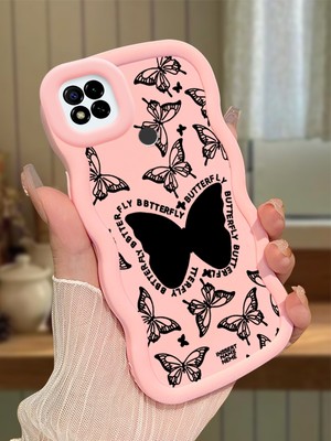 HONTINGA Poco C31 Uyumlu Kılıfı Düşüme Önleyici Basitlik Anti Düşme Darbeye Dayanıklı Basit Pembe Yumuşak Silikon Telefon Kılıfı Kelebek Desen K9-0080