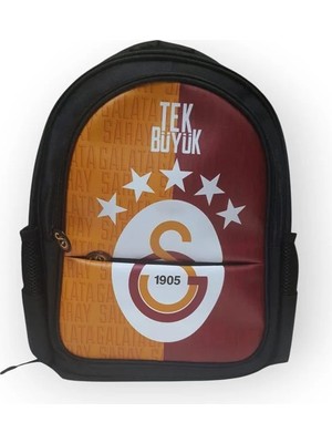 Galatasaray 3 Bölmeli 5 Yıldızlı Tek Büyük Suni Deri Okul Sırt Çantası (25683)