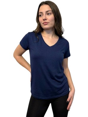 Thiff Gymwear Kadın Kısa Kollu V Yaka Basic Tişört (T-Shirt)