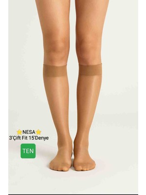 Nessa 3'çift Fit Parlak Dizaltı Tül Çorap -57* Ten