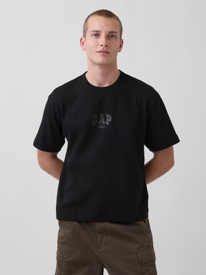 Gap Erkek Siyah Heavyweight Relaxed 1969 Logo Crop T-Shirt