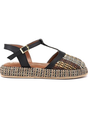 Gönderi(r) Kadın Siyah  Hasır Örgülü Sandalet