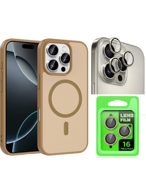 Vendas iPhone 16 Pro Kılıf M-Safe Şarj Özellikli Zore Babet Kapak + Kamera Lens Koruyucu