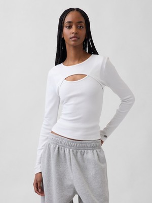Gap Kadın Beyaz Modern Cutout T-Shirt
