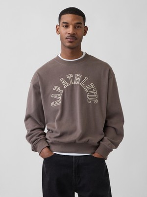 Gap Erkek Kahverengi Vintagesoft Terry Oversized Gap Athletic Sweatshirt