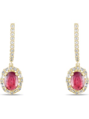 Lial Diamond 2.93 Karat Pırlanta Yakut Küpe ,doğal Pırlanta, Sertifikalı Mücevher