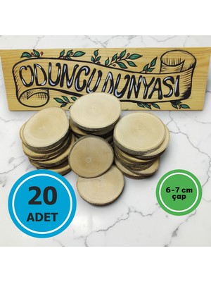 6-7 cm (20 Adet) Doğal Ahşap Odun Kütük Dilimi