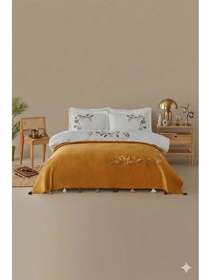 Özdilek Nev Bloom Battaniyeli Nevresim Takımı 7 Parça - Hardal