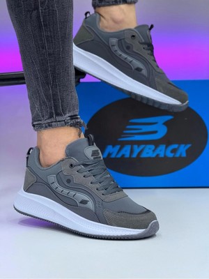 Mayback Erkek Sneaker Ortopedik Tabanlı Gri-Siyah Günlük Spor Ayakkabı