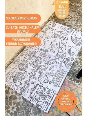 Gimosa Kids Su Geçirmez Yıkanabilir Boyama Örtüsü, 3 Farklı Ebatta, Eğitici Çocuk Boyama Örtüsü